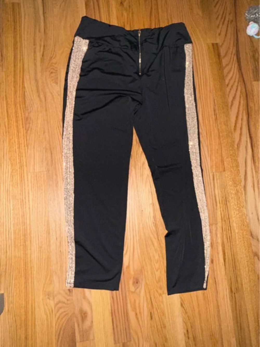 Women’s Athletic Pants with Gold Sequin Side Stripe